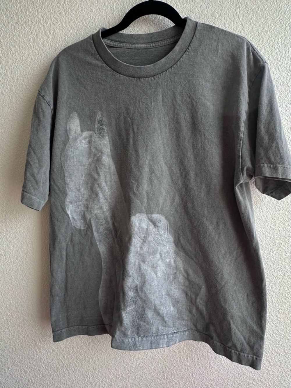 Gray RWT 2023 Beyonce Concert Tee with Horse Print “No Skips” Sz Lg // Faded